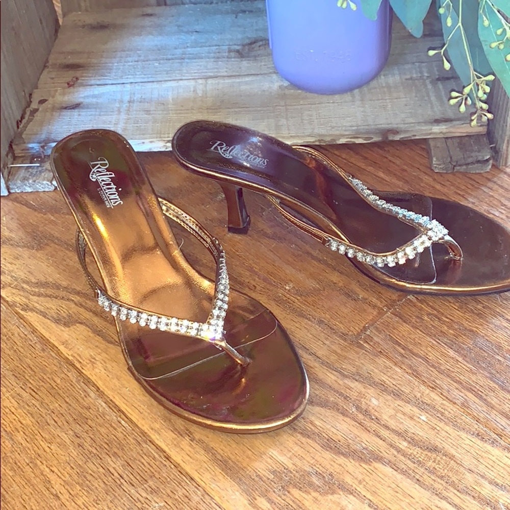 Gold rhinestone high heels